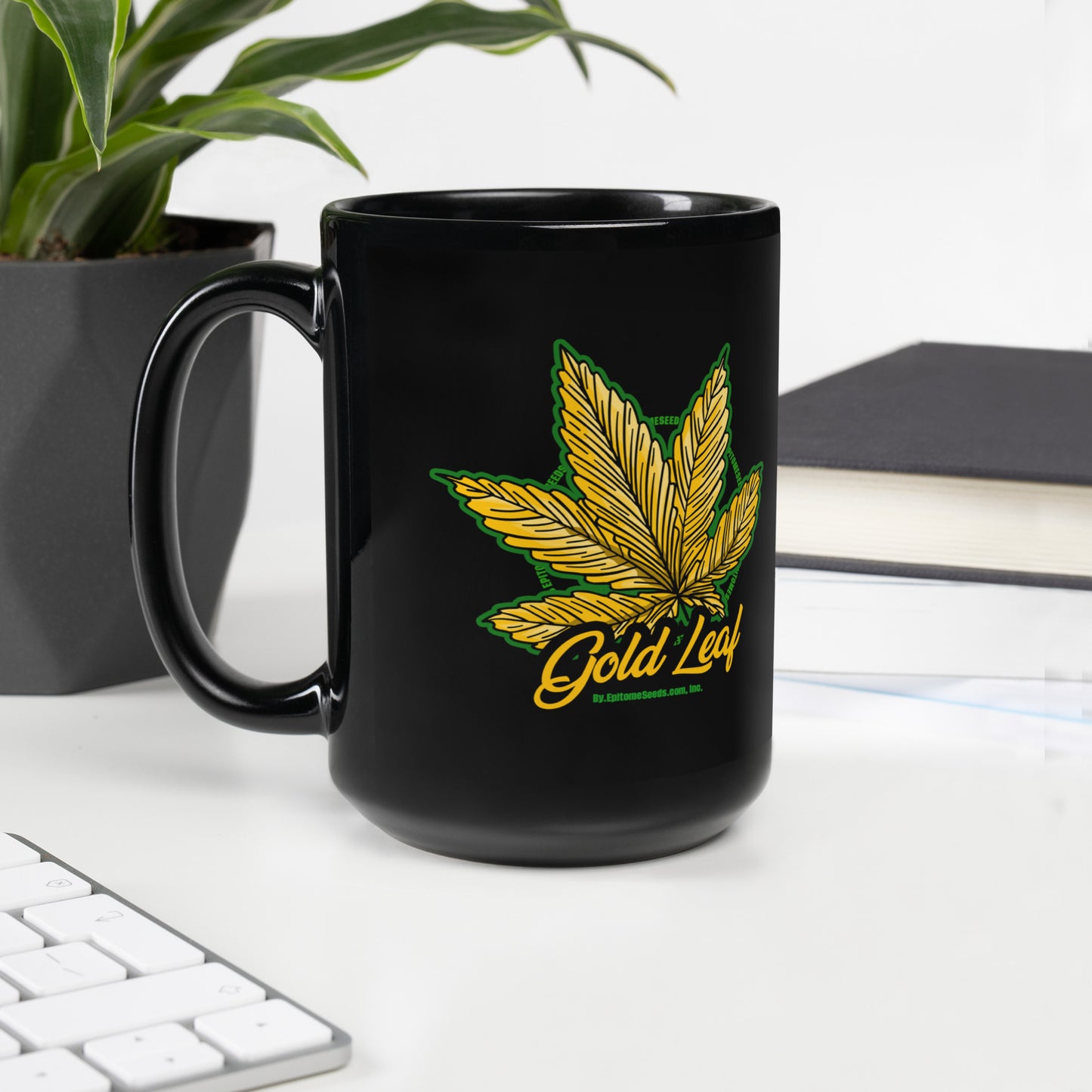 Gold Leaf Strain Black Mug